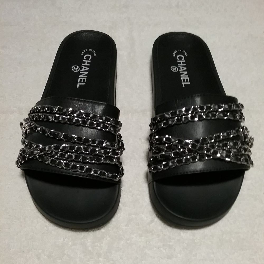Fashion Designer Chain Mule Slide Sandals